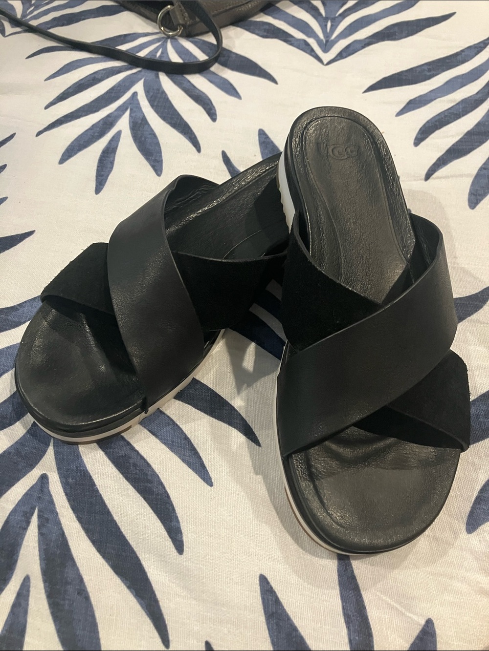 UGG Black Crisscross Slide Sandals